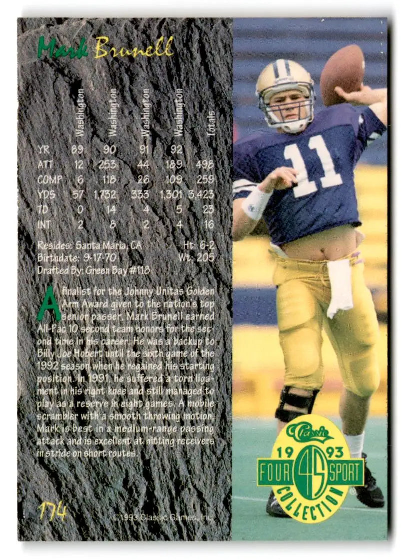 1993 Classic Four Sport #174 Mark Brunell - Football Card Single