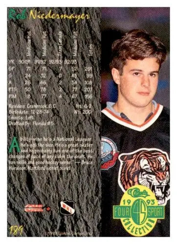 1993 Classic Four Sport #189 Rob Niedermayer NM Near Mint ID:65100 - Hockey Card Single