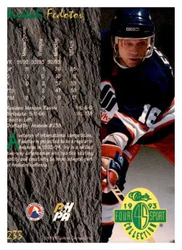 1993 Classic Four Sport #233 Anatoli Fedotov NM Near Mint ID:65107 - Hockey Card Single