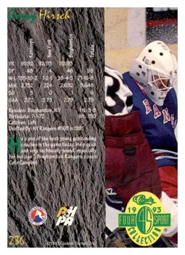 1993 Classic Four Sport #236 Corey Hirsch NM Near Mint ID:65103 - Hockey Card Single