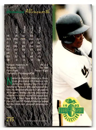 1993 Classic Four Sport #273 Jermaine Allensworth NM Near Mint Pirates ID:47194 - Baseball Card Single