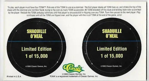 1993 Classic Four Sport Draft Pick Shaquille O’Neal Tonx 1 of 15,000 - Basketball Card Single