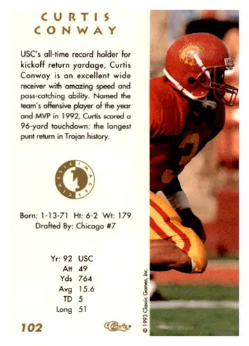 1993 Classic Four Sport Images #102 Curtis Conway NM-MT Bears ID:62975 - Football Card Single