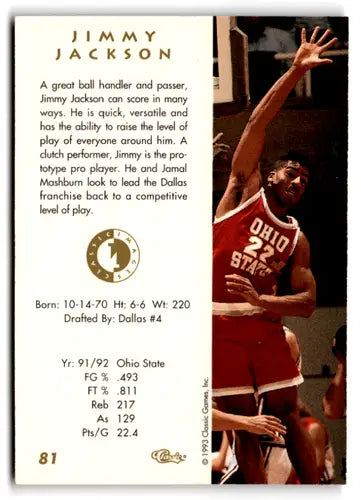 1993 Classic Four Sport Images #81 Jimmy Jackson NM Near Mint Mavericks ID:82608 - Basketball Card Single