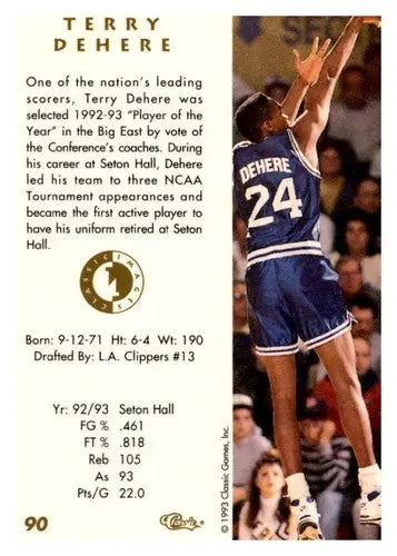 1993 Classic Four Sport Images #90 Terry Dehere NM-MT Clippers - Basketball Card Single