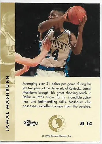1993 Classic Four Sport Images Sudden Impact #SI14 Jamal Mashburn NM Near Mint M - Basketball Card Single