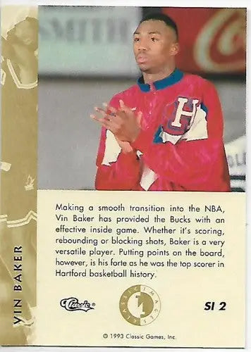 1993 Classic Four Sport Images Sudden Impact #SI2 Vin Baker NM-MT Bucks - Basketball Card Single