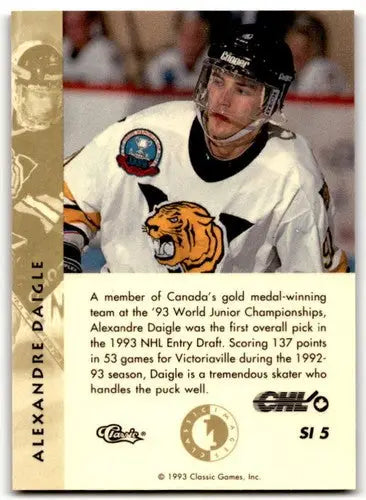 Original gloss of Alexandre Daigle hockey trading card in classic four sport four sport images collection