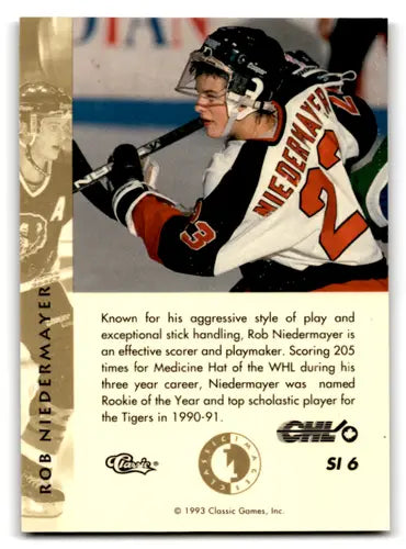 1993 Classic Four Sport Images Sudden Impact #SI6 Rob Niedermayer EX Ex ID:70124 - Hockey Card Single