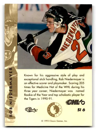 1993 Classic Four Sport Images Sudden Impact #SI6 Rob Niedermayer EX Ex ID:70122 - Hockey Card Single