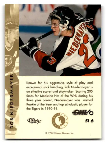 1993 Classic Four Sport Images Sudden Impact #SI6 Rob Niedermayer NM Ne ID:70125 - Hockey Card Single