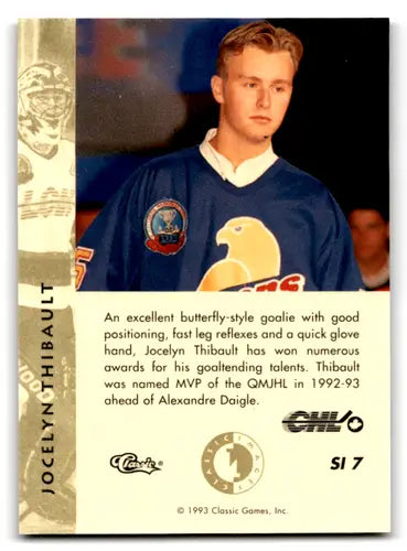 1993 Classic Four Sport Images Sudden Impact #SI7 Jocelyn Thibault NM-M ID:70126 - Hockey Card Single
