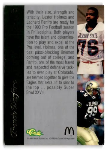 Original gloss football trading card from 1993 Classic Four Sport McDonald’s prints