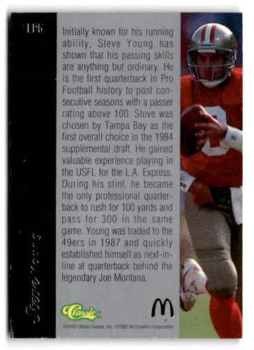 1993 Classic Four Sport McDonald’s Limited Prints #LP5 Steve Young EX E ID:76848 - Football Card Single
