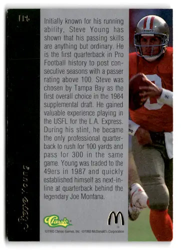 1993 Classic Four Sport McDonald’s Limited Prints #LP5 Steve Young NM N ID:76847 - Football Card Single