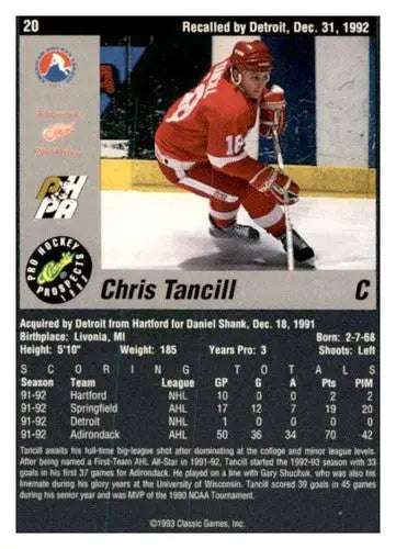 1993 Classic Pro Prospects #20 Chris Tancill EX/NM ID:65094 - Hockey Card Single