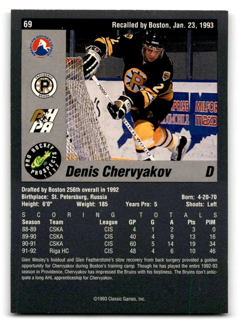 1993 Classic Pro Prospects #69 Denis Chervyakov - Hockey Card Single