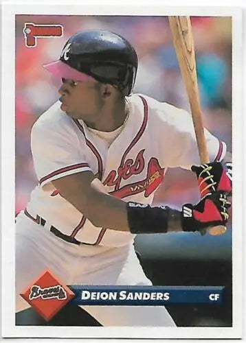 Deion Sanders baseball card from 1993 Donruss #158 with original gloss and near mint condition