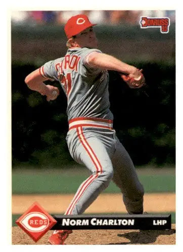 Original gloss Norm Charlton baseball card 1993 Donruss NM-MT Reds ID 44482