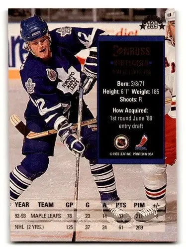 Hockey trading card featuring Rob Pearson from 1993 Donruss Simply Sandoval series