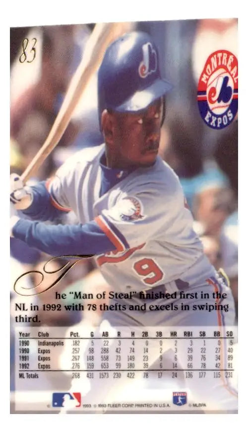 1993 Flair #83 Marquis Grissom - Baseball Card Single