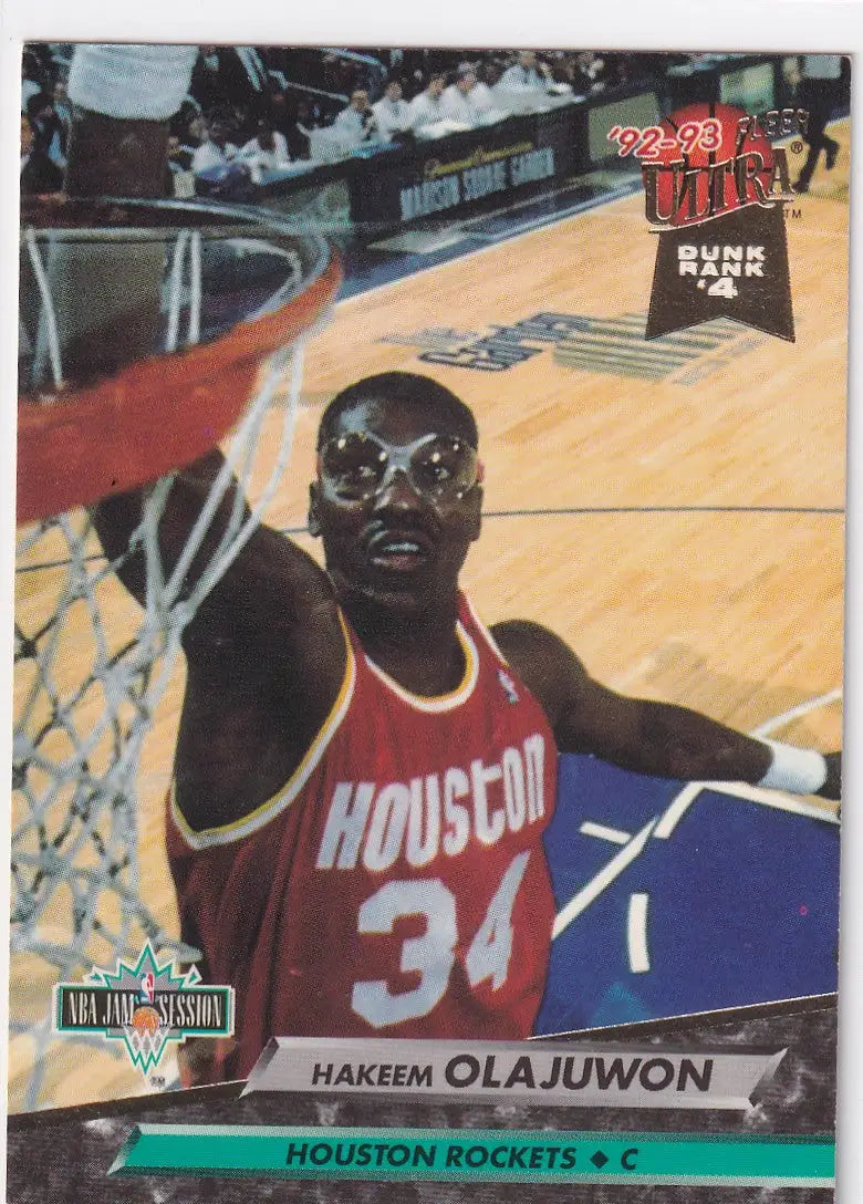 1993 FLEER #204 HAKEEM OLAJUWON JAM SESSION- HOUSTON ROCKETS - Basketball Card Single