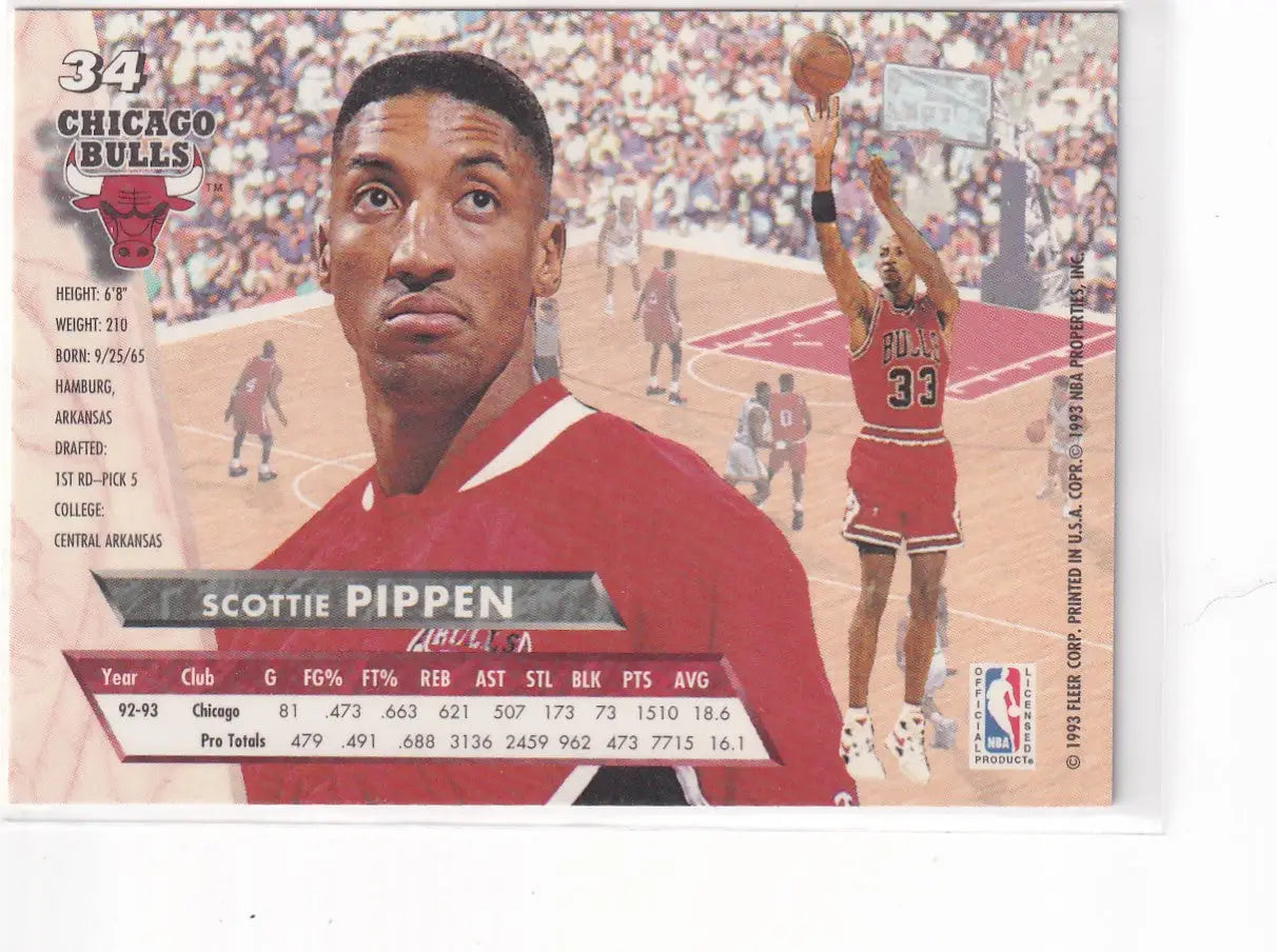 1993 FLEER #34 SCOTTIE PIPPEN- CHICAGO BULLS