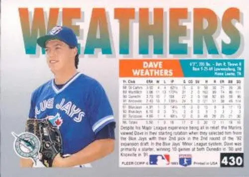 1993 Fleer #430 Dave Weathers NM-MT Marlins - Baseball Card Single