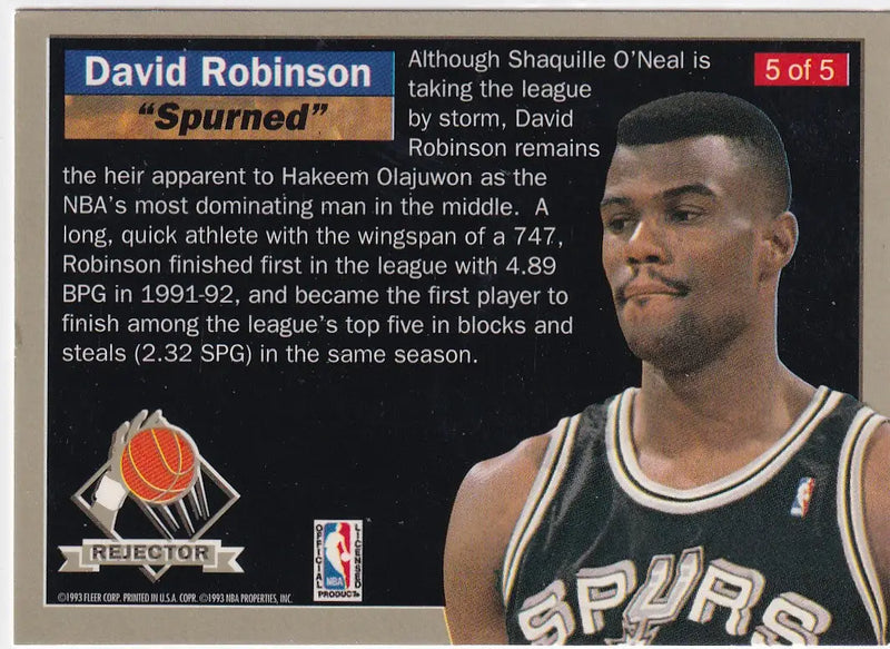 1993 FLEER #5 DAVID ROBINSON REJECTOR- SAN ANTONIO SPURS