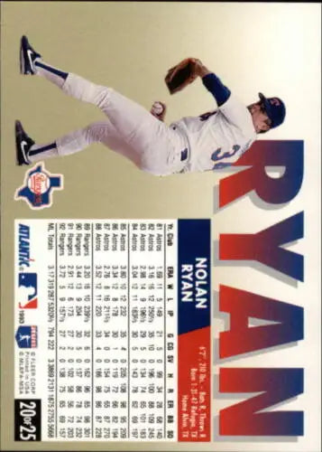 Fleer Atlantic Nolan Ryan baseball card with original gloss from 1993 Fleer Atlantic series