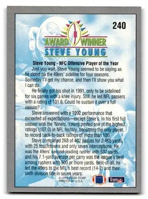 1993 Fleer Football Steve Young #240 San Francisco 49ers - Football Card Single