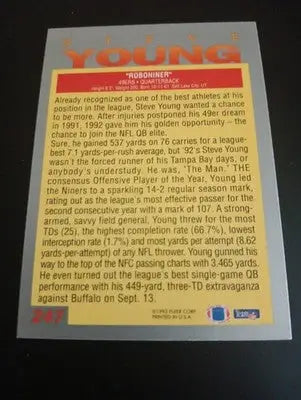 1993 Fleer - Steve Young #247. San Francisco 49ers. NRMT+ - Football Card Single
