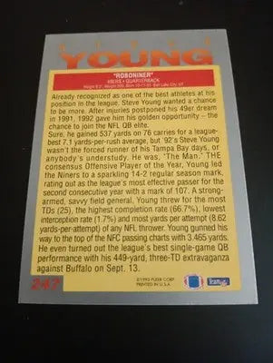1993 Fleer - Steve Young #247. San Francisco 49ers. NRMT+ - Football Card Single