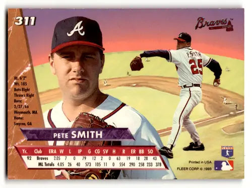 1993 Fleer Ultra #311 Pete Smith NM Near Mint Braves - Baseball Card Single