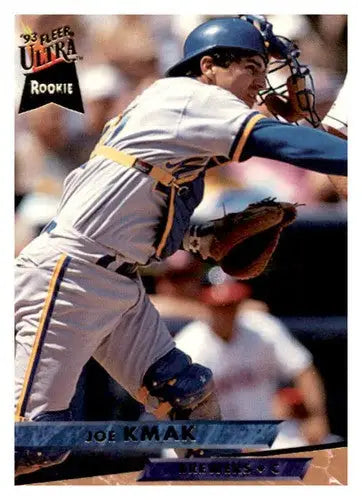 Original gloss Fleer Ultra Joe Kmak rookie baseball card from 1993 Brewers collection
