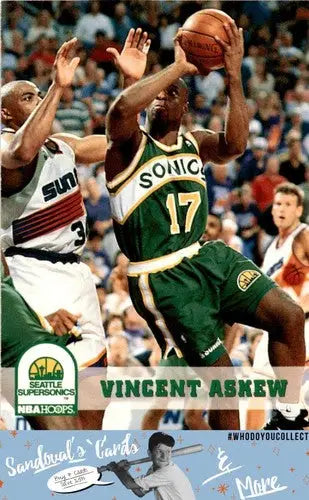 Original gloss basketball trading card of Vincent Askew from 1993 Hoops Simply Sandoval