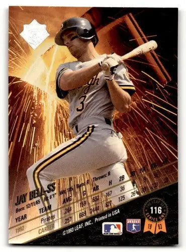 Original gloss Jay Bell Pittsburgh baseball card from 1993 Leaf #116 Bell Pittsburgh Pirates