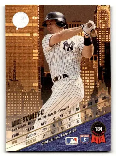 1993 Leaf #184 Mike Stanley New York Yankees Baseball Cards EX/NM ID:59734 - Baseball Card Single