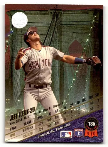 1993 Leaf #185 Jeff Kent New York Mets Baseball Cards EX/NM ID:64394 ID:64394 - Baseball Card Single