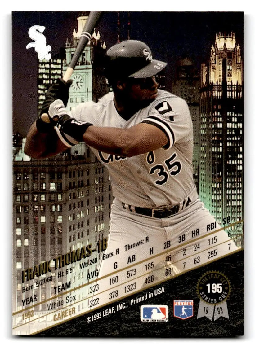 1993 Leaf #195b Frank Thomas Franklin removed from batting glove - Baseball Card Single