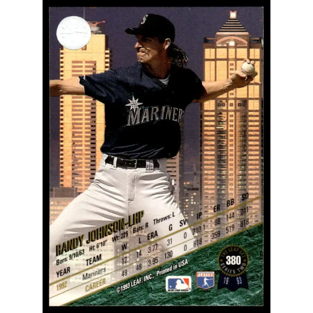 1993 Leaf #380 Randy Johnson NM-MT Seattle Mariners Baseball Card - Baseball Card Single