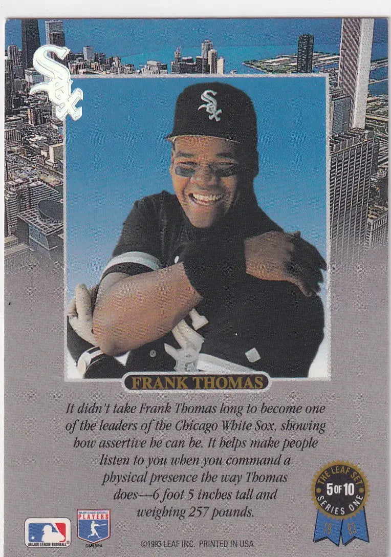 1993 LEAF #5 FRANK THOMAS ASSERTIVE- CHICAGO WHITE SOX