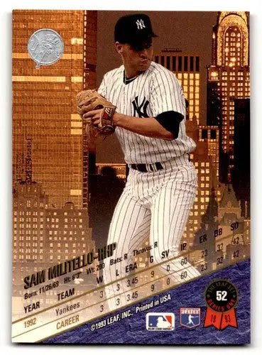 1993 Leaf #52 Sam Militello New York Yankees Baseball Cards EX/NM ID:59733 - Baseball Card Single