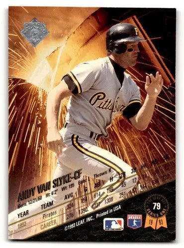Original gloss Andy Van Slyke baseball card featuring Van Slyke Pittsburgh Pirates player