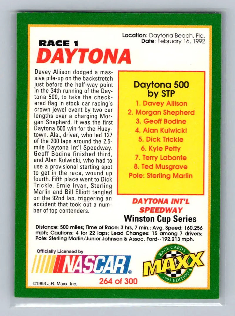 1993 Maxx #264 Race 1 Daytona Robert Yates Racing - Racing Card Single