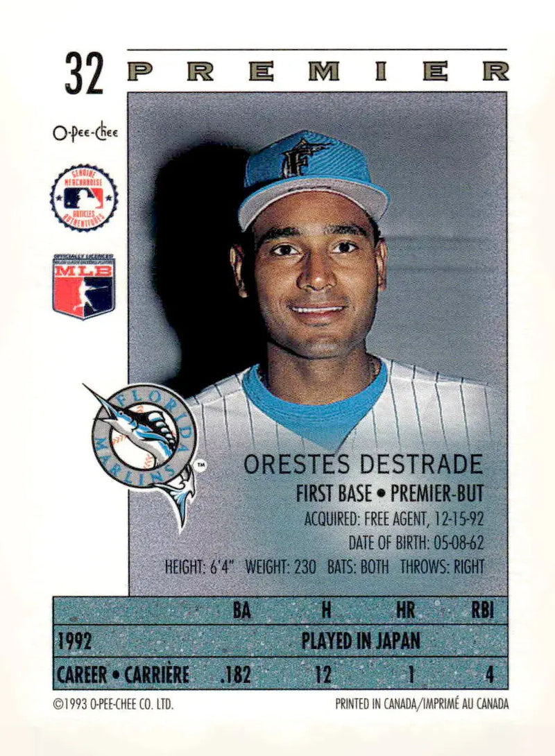 1993 O-Pee-Chee Premier #32 Orestes Destrade - Baseball Card Single