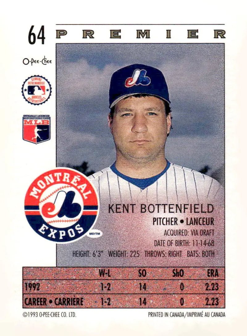 1993 O-Pee-Chee Premier #64 Kent Bottenfield - Baseball Card Single