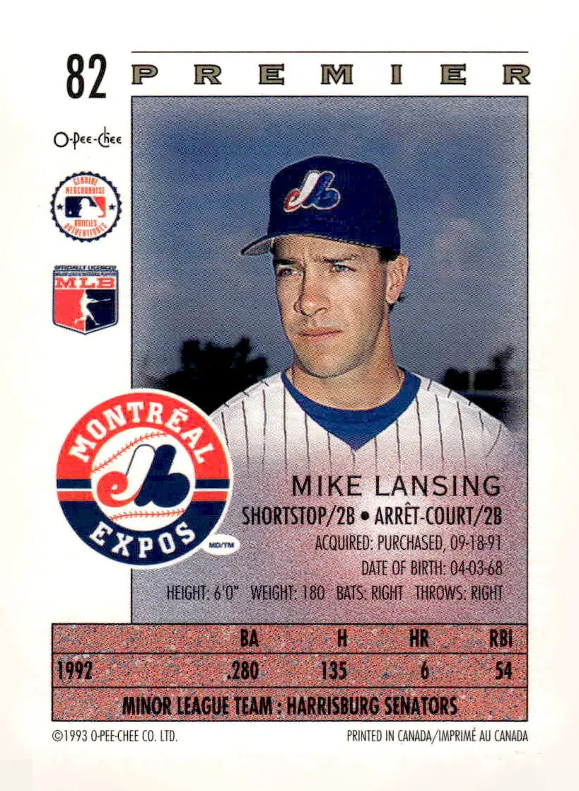 1993 O-Pee-Chee Premier #82 Mike Lansing - Baseball Card Single