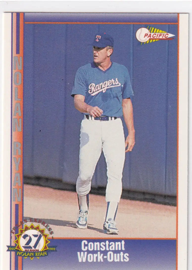 1993 PACIFIC #195 NOLAN RYAN WORK OUTS- TEXAS RANGERS - Baseball Card Single