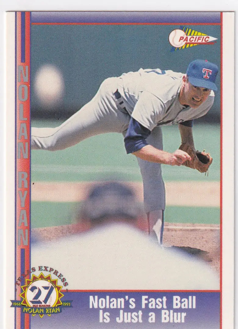 1993 PACIFIC #210 NOLAN RYAN FAST BALL IS A BLUR- TEXAS RANGERS - Baseball Card Single